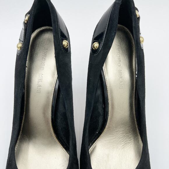 Antonio Melani Round Toe Platform Suede Leather Pumps Black 9.5 - Picture 2 of 10